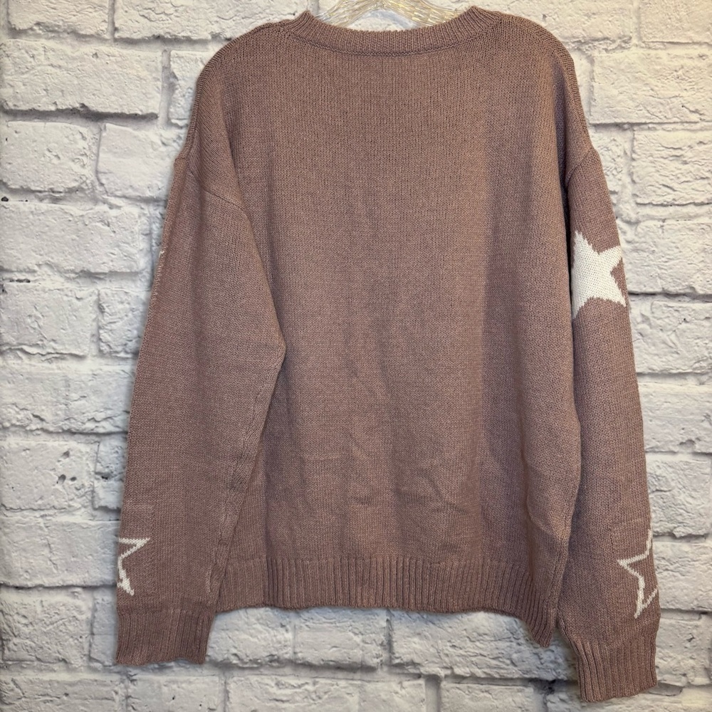 Star Pattern Sweater Crew Neck XL - Picture 2 of 3
